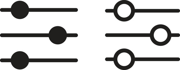 Horizontal Slider Control Icons Set - Fader, Regulator, Adjustment & Settings Vector