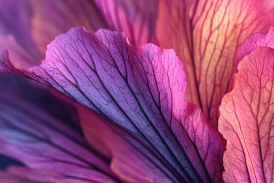 Vibrant pink and purple flower details showcasing intricate textures and delicate patterns in natural light during springtime bloom - Powered by Adobe