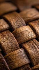 Closeup Woven Texture Oak Basket Straw Mat Diagonal Pattern Beauty