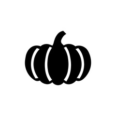 Black and white silhouette pumpkin icon. Perfect for fall or Halloween-themed designs.