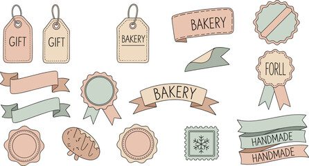 Hand-Drawn Label Icons: Cute Tag, Badge & Sticker Doodle Vector Set