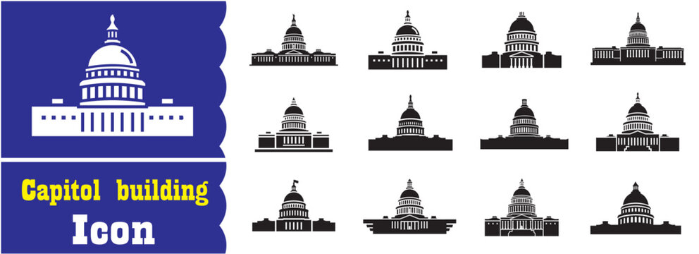 Set of Capitol building icon, Capitol building vector collection
