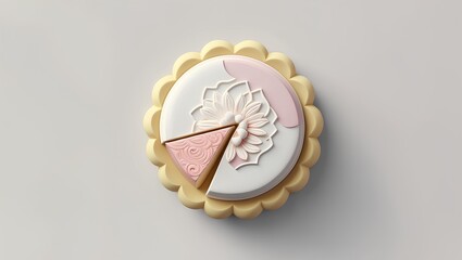 a traditional mooncake with lotus filling, elegant design, and soft color.