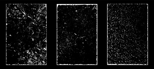 Grunge worn paper effect. Overlay texture stamps with old paper. Stamps distress grain surface dust and rough background concept. Illustration place over object to create grunge effect. Vector EPS10.
