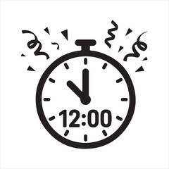 New Year Countdown Clock Icon – Midnight Celebration Illustration