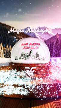 Christmas Snowglobe Greeting Logo Reveal Vertical Animation