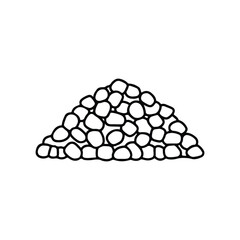 Pile of pebbles isolated on, small stones, rocks, gravels