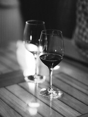 Glass of Wine for two- Black & White