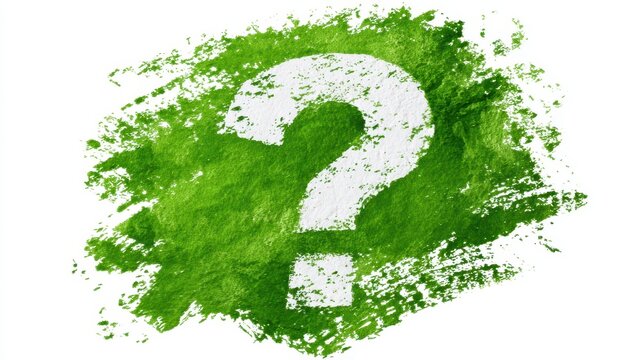 Green screen video featuring a green question mark design on a white background illustrating uncertainty and inquiry in a creative format