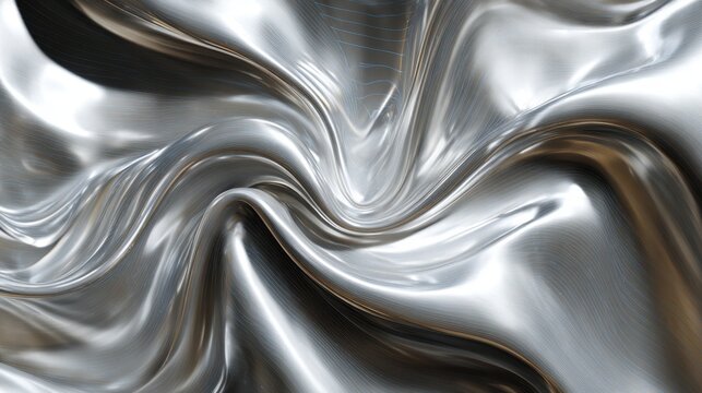 Liquid metal with smooth undulating surface creates dynamic visual effects in a modern artistic setting