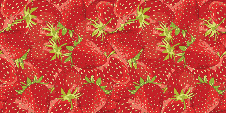 Cute strawberry doodle line overlapping seamless pattern background