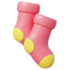 Pair of pink and yellow socks accents
