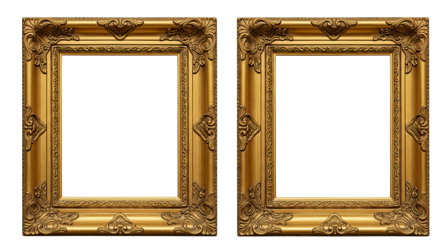 Rich gold double-frame design with sculpted borders and refined antique styling, crafted for elegant vintage presentation.