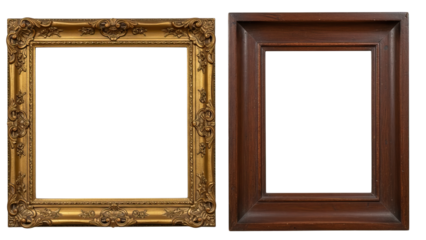 Ornate dual-frame set combining bright gold carving with a dark polished wooden frame in classic antique style.