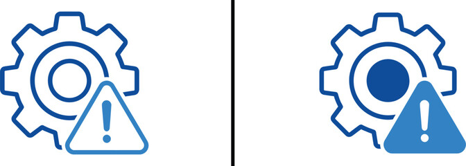 System Error Icons: Modern tech symbols depict critical gear failures with an alert sign