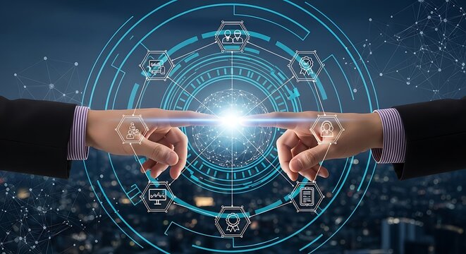 Digital transformation business strategy connected to cloud network technology solutions