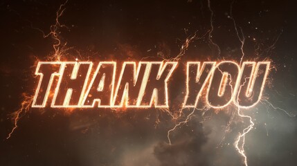 Thank you text animation with electric energy effect showcasing bright sparks and dynamic design in a visually striking manner