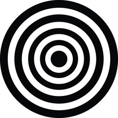 Concentric circles, black and white target, optical illusion, abstract pattern, bullseye design, geometric symmetry, visual contrast, graphic art, minimalist style, motion focus