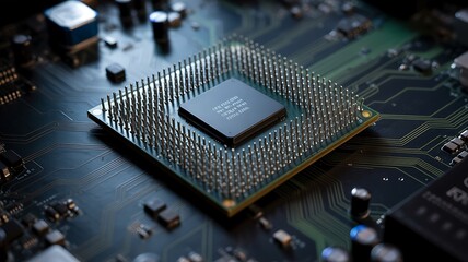 Close-up of a Computer CPU on a Motherboard