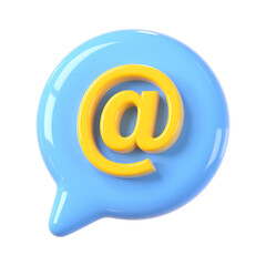 Fototapeta premium Conceptual 3D Icon of Email Communication Symbol Inside a Speech Bubble Isolated on Transparent Background
