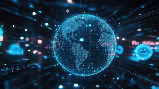 Digital earth globe connecting data network technology