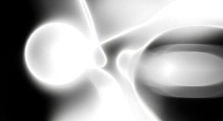 Abstract glowing light forms in a dark space, creating a dynamic and ethereal visual experience