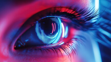 Human eye with digital interface in futuristic vision