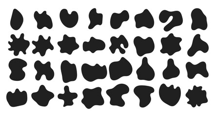 Minimal liquid blob vector set with soft abstract shapes and wavy organic doodle forms