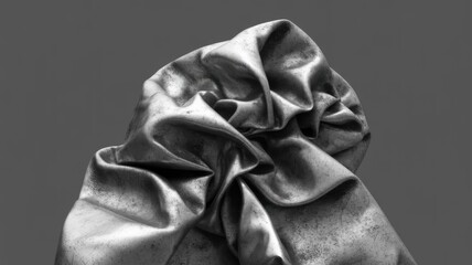 A monochrome abstract texture resembling a crumpled metal surface.