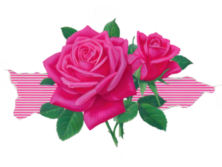 Pink rose green leaf floral arrangement striped background romantic decorative botanical blooming elegant nature inspired design