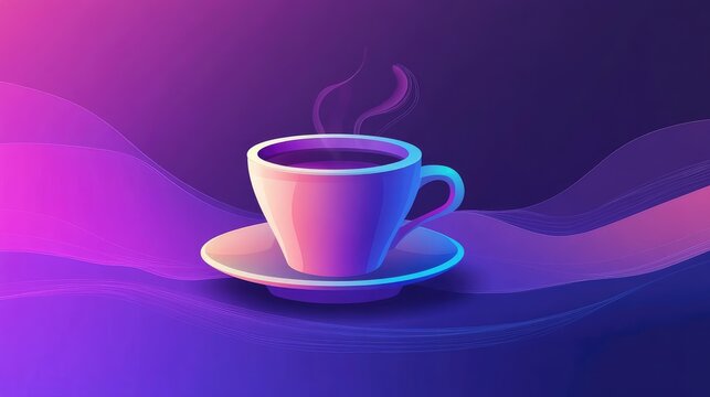 Steaming coffee cup gradient colors abstract background - Powered by Adobe