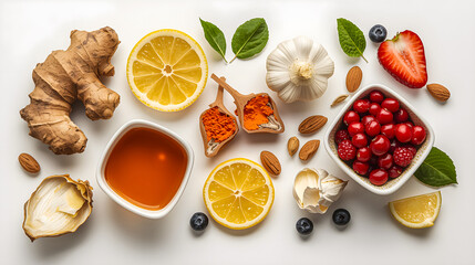 Immunity-Boosting Fresh Ingredients Flat Lay
