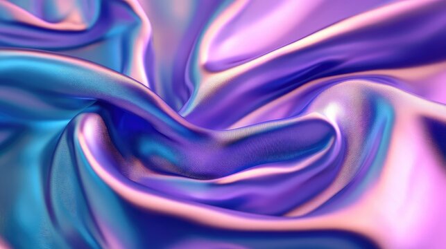 Iridescent flowing fabric with shimmering holographic pastel colors