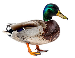 Obraz premium Mallard duck isolated on white background, transparent PNG
