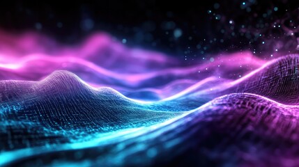 Digital wave particles creating a futuristic abstract landscape