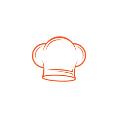 Orange outline chef hat professional culinary icon symbol food service logo