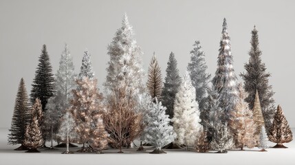 modern minimalist artificial christmas trees in metallic tones for a stylish holiday display