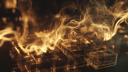 Cyber security digital data network flowing energy