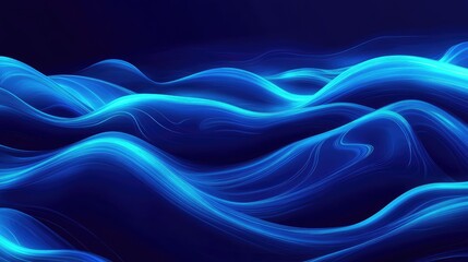 Blue wavy lines forming abstract neon liquid energy flow
