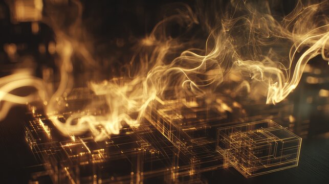 Cyber security digital data network flowing energy - Powered by Adobe