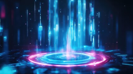 Futuristic data flowing transferring across digital platform