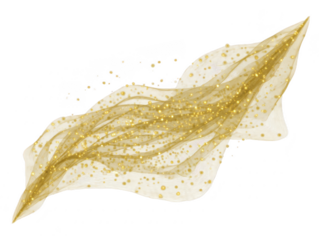 Golden abstract wave with sparkling light effect, elegant flowing lines and glowing particles on transparent background, suitable for festive, luxury, or celebratory design themes