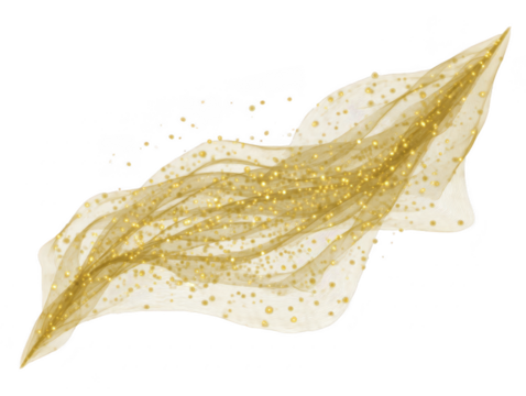 Golden abstract wave with sparkling light effect, elegant flowing lines and glowing particles on transparent background, suitable for festive, luxury, or celebratory design themes