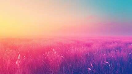 Vibrant pastel field with dreamy gradient sky