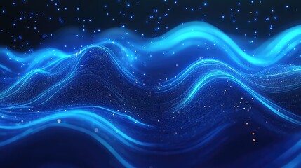 Blue glowing waves forming digital data flow background
