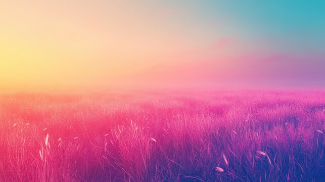 Vibrant pastel field with dreamy gradient sky - Powered by Adobe