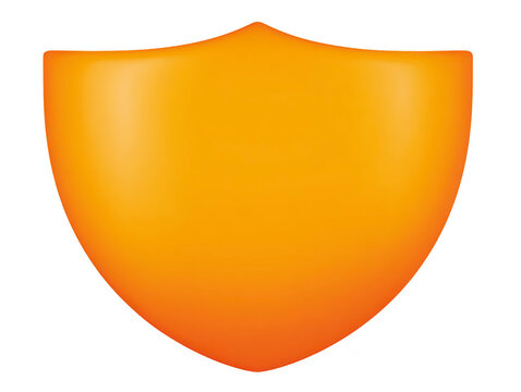 Orange shield blank simple glossy isolated vector protection security emblem symbol modern smooth gradient defense badge design template icon safety guard illustration clean empty bright vibrant