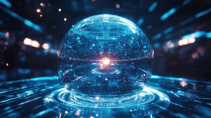 Digital orb displaying global data network future technology