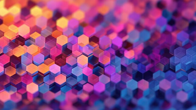 Abstract hexagon pattern with vibrant geometric shapes creating a colorful background