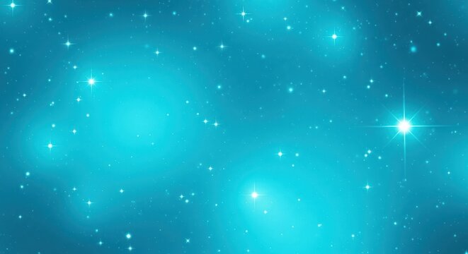 A starry night sky with a blue hue, featuring numerous stars and a few bright, glowing orbs.